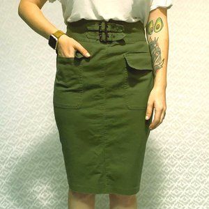 Worthington VTG Safari army green high waist skirt